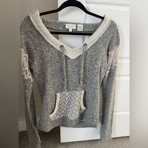 Miss me vneck open back sweatshirt